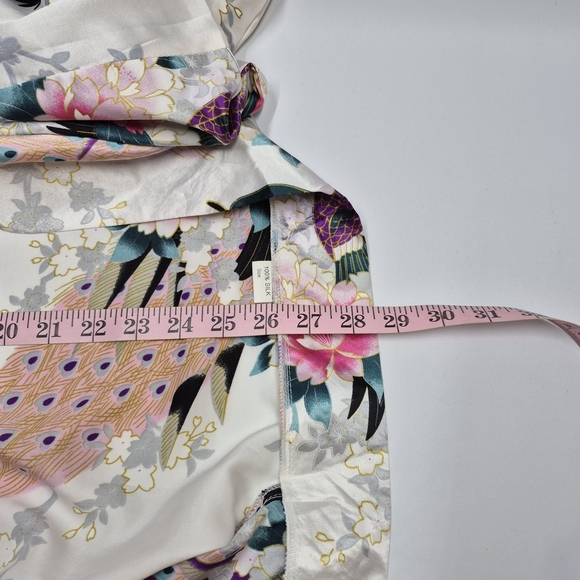 Elegant Floral Silk Short Kimono Robe Floral - Picture 11 of 12